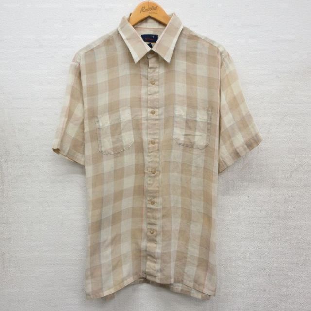 アロー 90s 半袖シャツ ベージュチェック メンズXL相当 | 古着