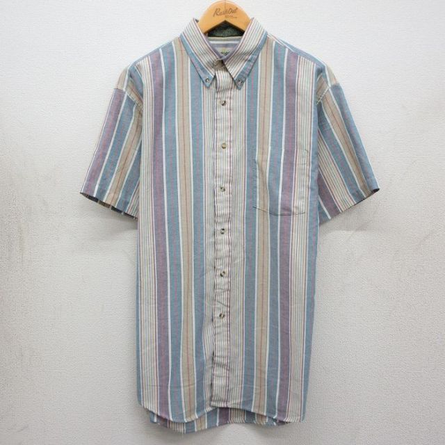 90s 半袖シャツ ストライプ ベージュ M | 古着