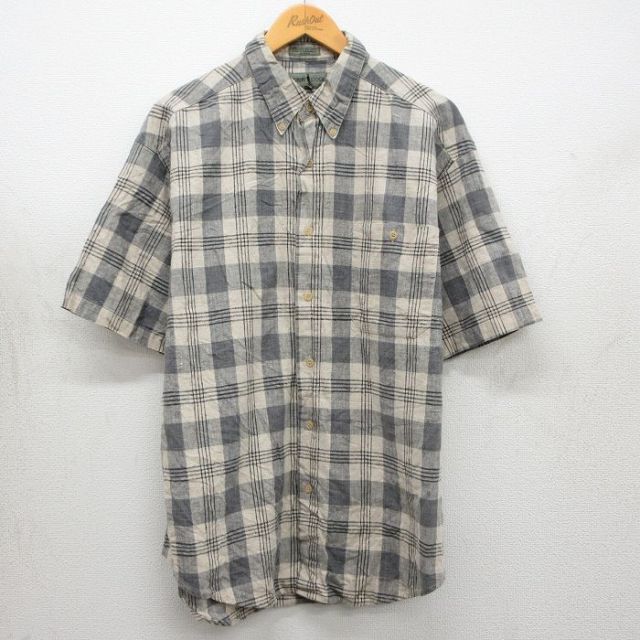 90s 半袖シャツ ベージュチェック メンズL相当 | 古着