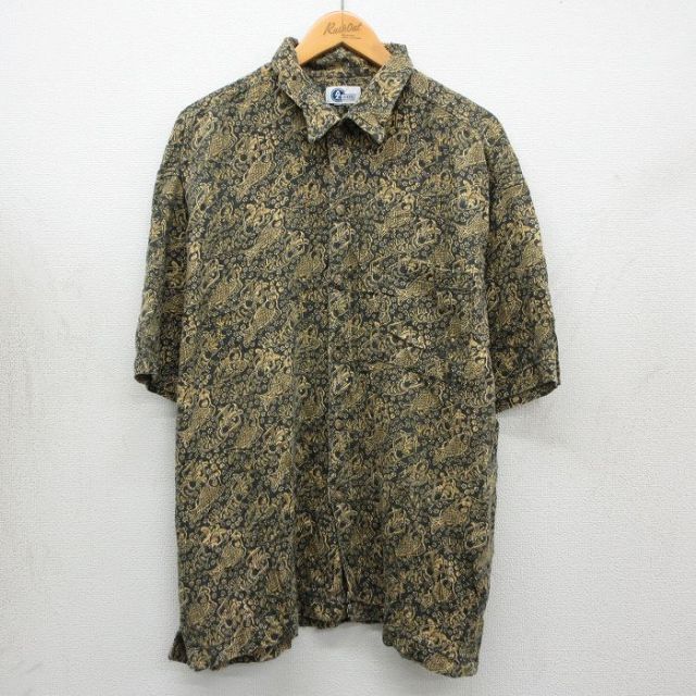 アリゾナ 00s 半袖シャツ 総柄 ブラック メンズXL相当 | 古着