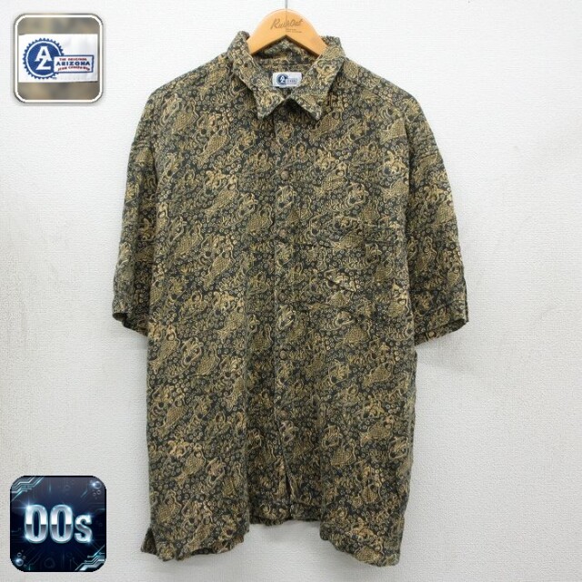 【20%OFF】アリゾナ 00s 半袖シャツ 総柄 ブラック メンズXL相当 | 古着