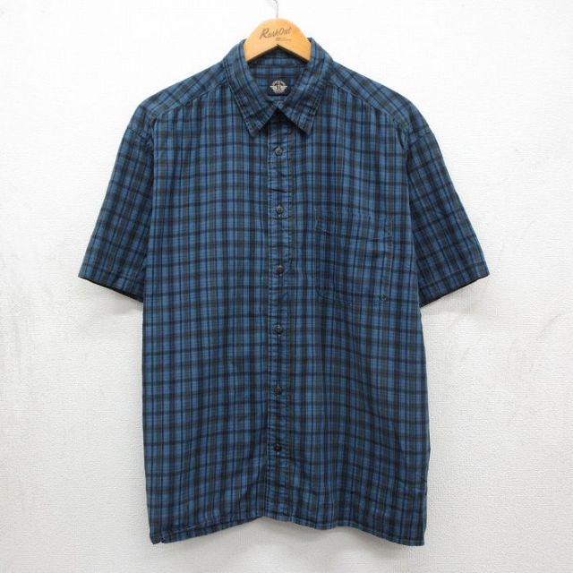 ドッカーズ 半袖シャツ チェック ネイビー XL | 古着