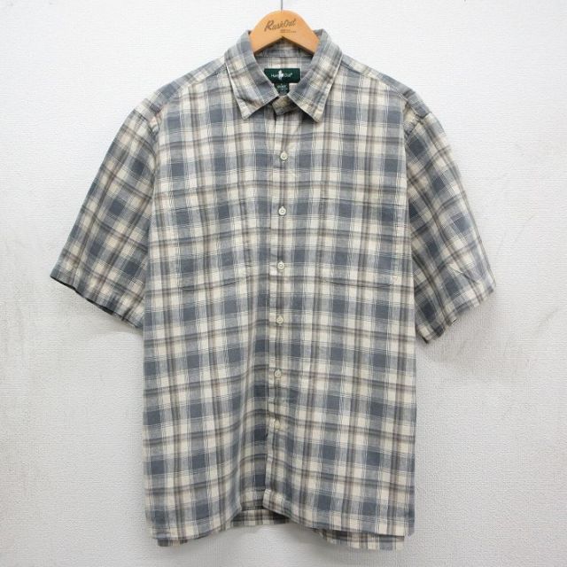 90s 半袖シャツ チェック ベージュ XL | 古着