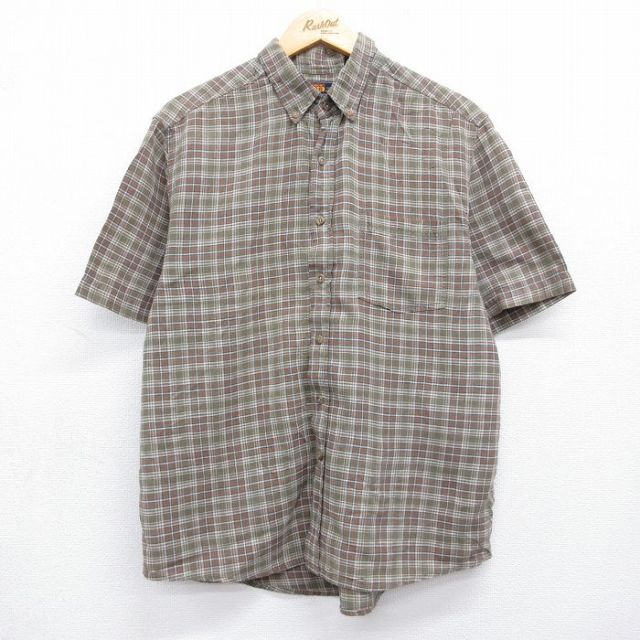 00s 半袖シャツ チェック ライトグリーン L | 古着