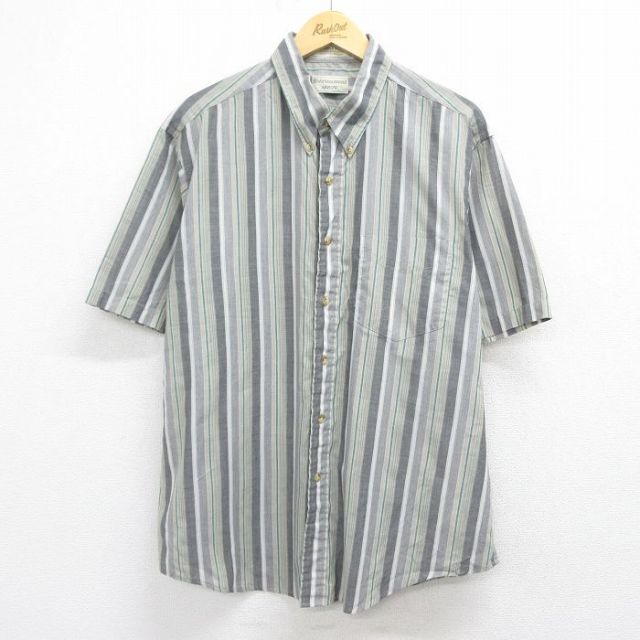 アロー 90s 半袖シャツ ストライプ グリーン メンズXL相当 | 古着