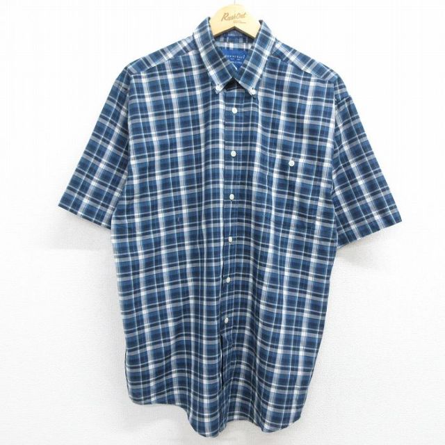 タウンクラフト 90s 半袖シャツ チェック ネイビー XL | 古着