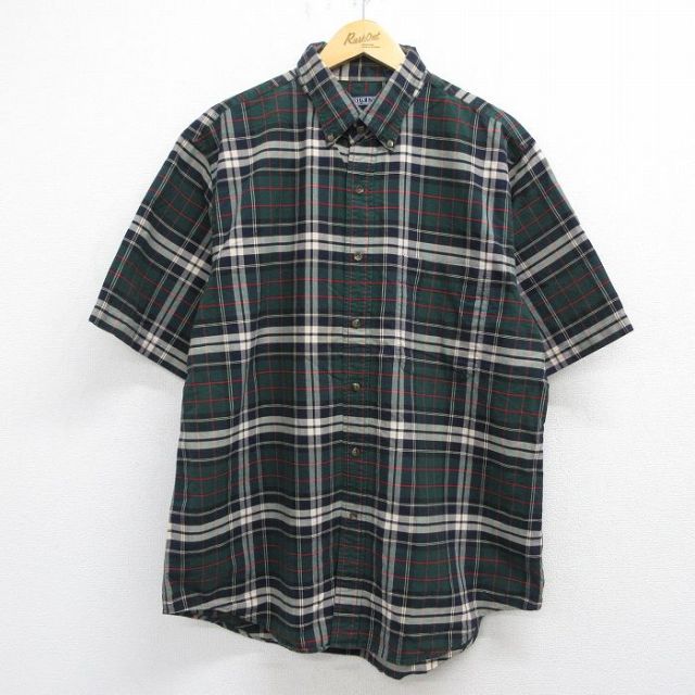 ランズエンド 00s 半袖シャツ チェック グリーン XL | 古着