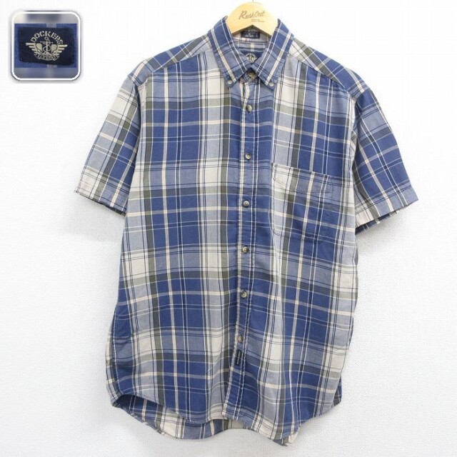 【20%OFF】ドッカーズ 半袖シャツ チェック ネイビー メンズL相当 | 古着