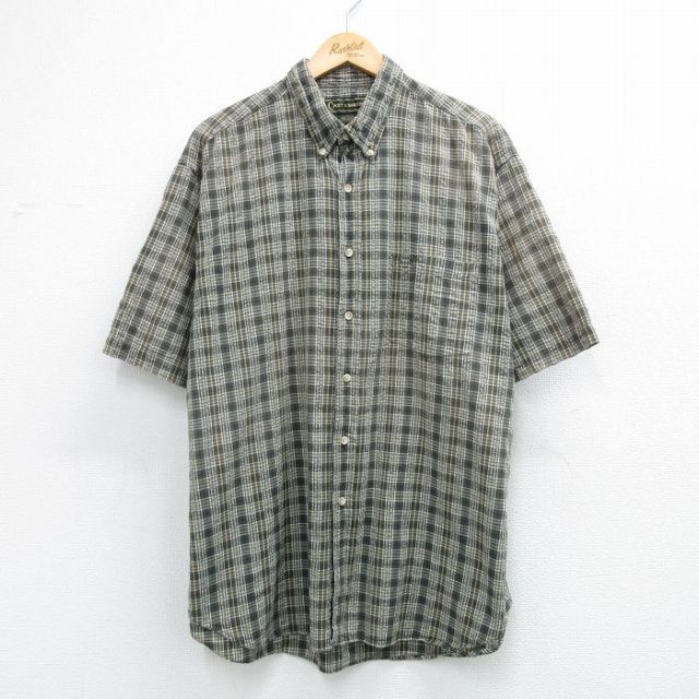 00s 半袖シャツ チェック グリーン メンズXL相当 | 古着