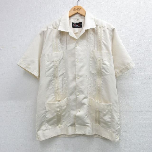80s 半袖シャツ オープンカラー ベージュ L | 古着