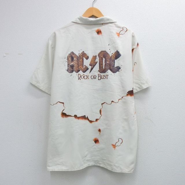 半袖シャツ AC/DCプリント ベージュ メンズXL相当 | 古着