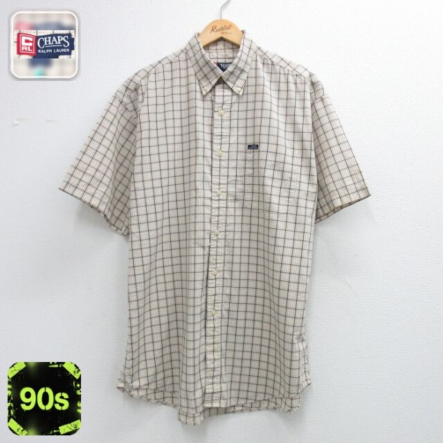 ラルフローレン 90s 半袖シャツ チェック ベージュ メンズXL相当 | 古着