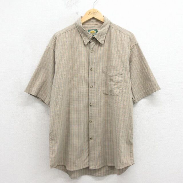 カベラス 00s 半袖シャツ チェック ベージュ メンズXL相当 | 古着