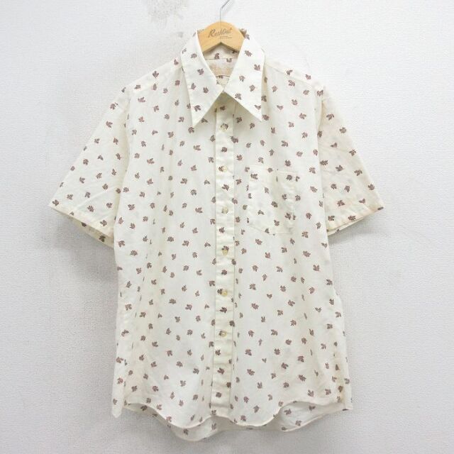 70s 半袖シャツ 葉 イエロー XL | 古着