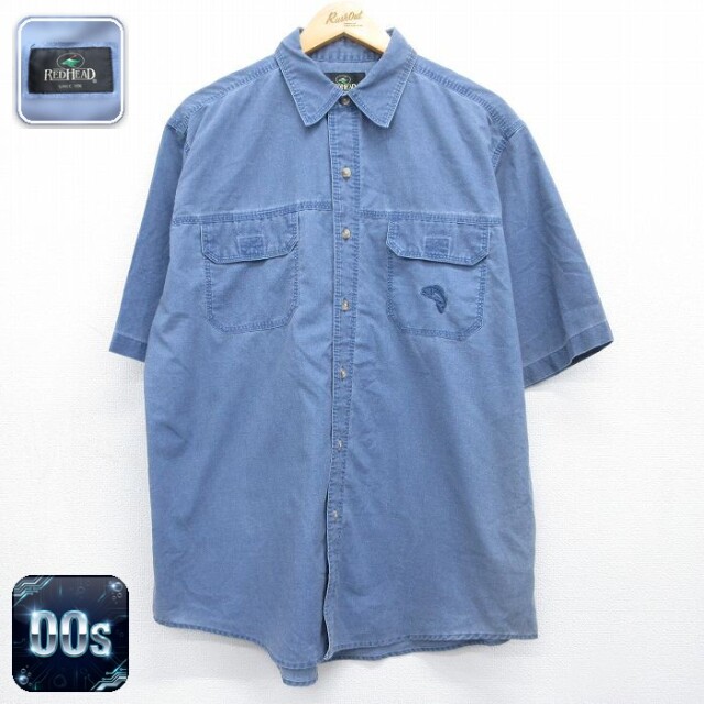 レッドヘッド 00s 半袖シャツ 魚 ネイビー メンズXL相当 | 古着