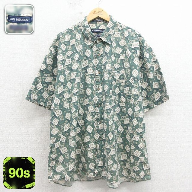 バンヒューセン 90s 半袖シャツ グリーン メンズXL相当 | 古着