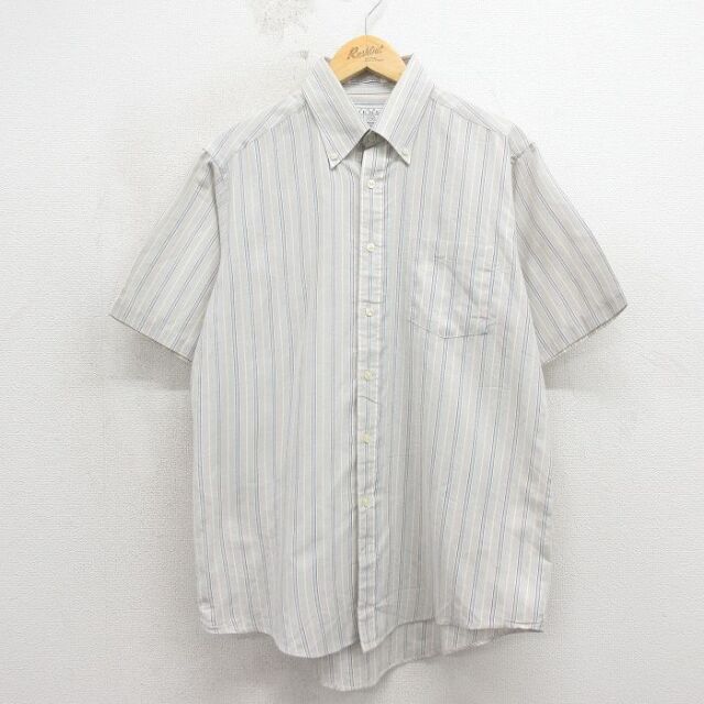 90s 半袖シャツ ストライプ グレー メンズXL相当 | 古着