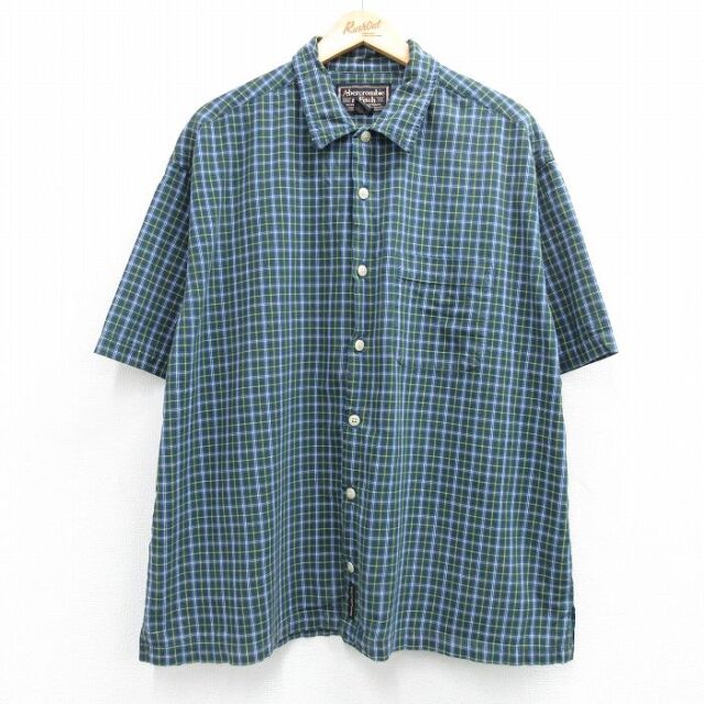 アバクロンビー 90s 半袖シャツ チェック グリーン メンズXL相当 | 古着