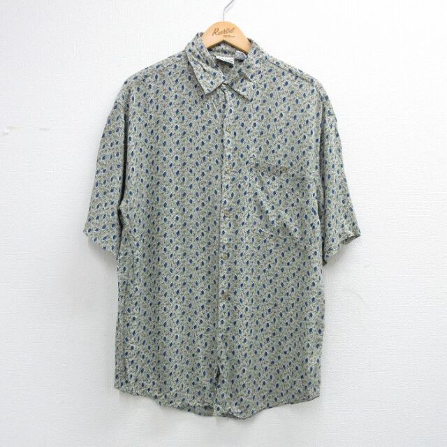 90s 半袖シャツ 総柄 カーキ メンズM相当 | 古着