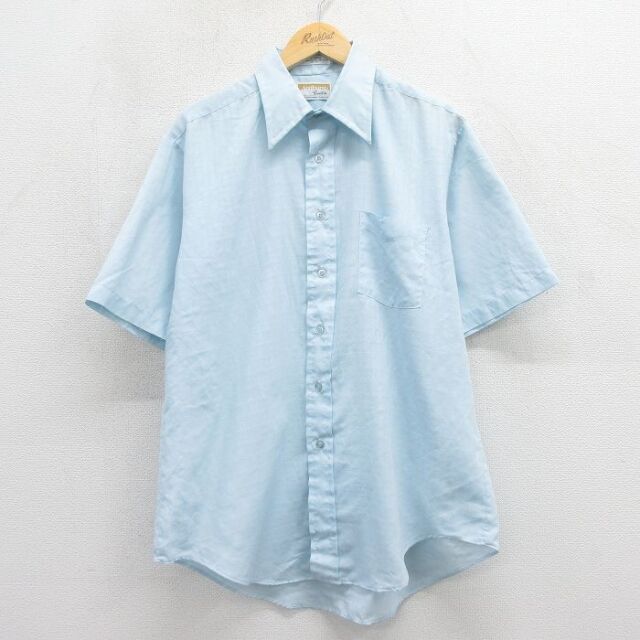 70s 半袖シャツ ライトブルー メンズXL相当 | 古着
