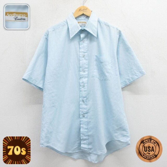 【20%OFF】70s 半袖シャツ ライトブルー メンズXL相当 | 古着
