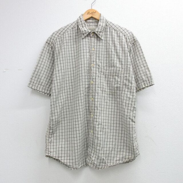 セントジョンズベイ 00s 半袖シャツ シアサッカー ベージュチェック XL | 古着
