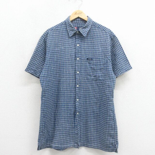ラルフローレン 90s 半袖シャツ チェック ネイビー メンズL相当 | 古着