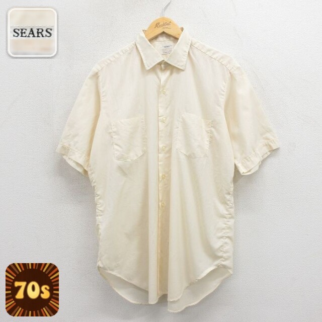【20%OFF】70s 半袖シャツ ベージュ メンズL相当 | 古着