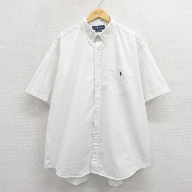 ラルフローレン 90s 半袖シャツ ワンポイントロゴ ホワイト メンズXL相当 | 古着