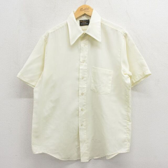 古着通販 L☆古着 タウンクラフト 半袖 シャツ メンズ 70年代 70s イエロー