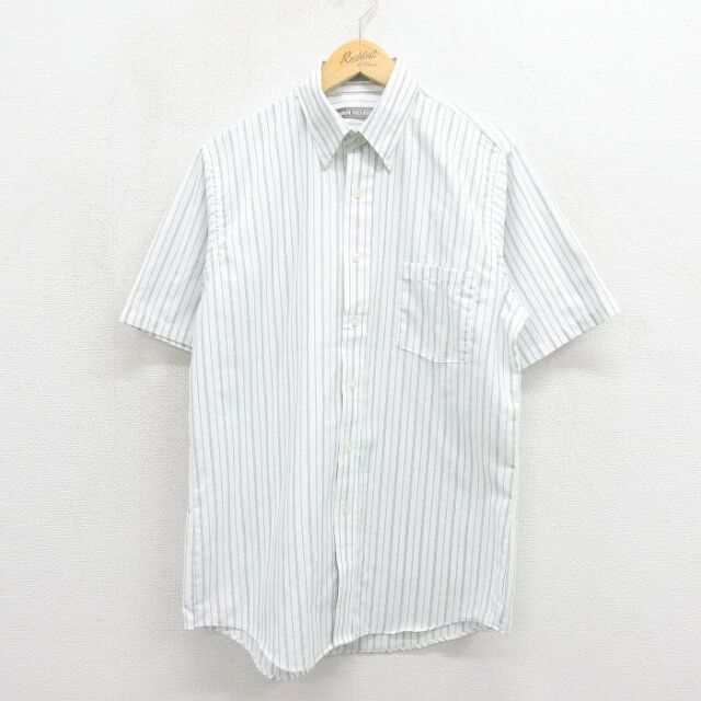 バンヒューセン 90s 半袖シャツ ストライプ ホワイト メンズL相当 | 古着