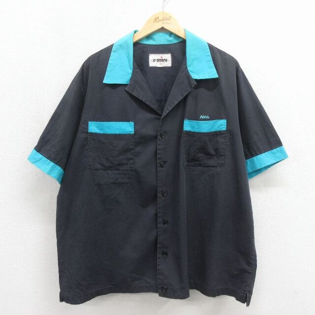 古着通販 XL☆古着 半袖 ボウリング シャツ メンズ 90年代 90s プレイ