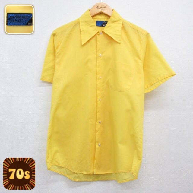 【20%OFF】70s 半袖シャツ イエロー メンズM相当 | 古着