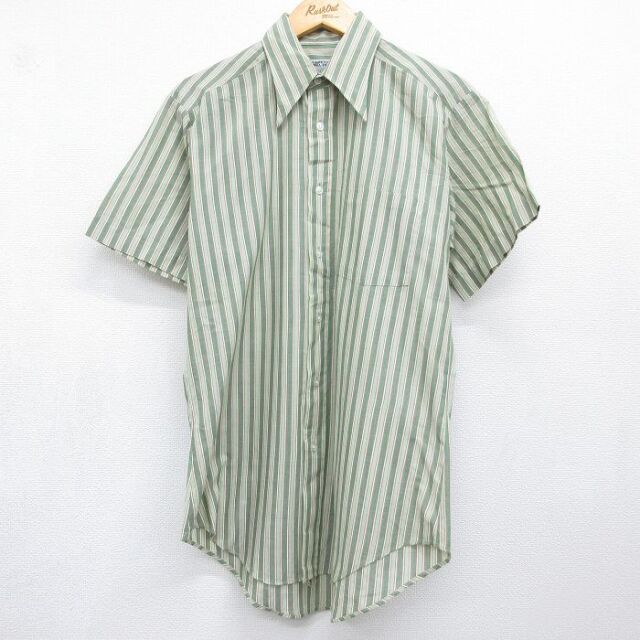 70s 半袖シャツ ストライプ グリーン メンズL相当 | 古着