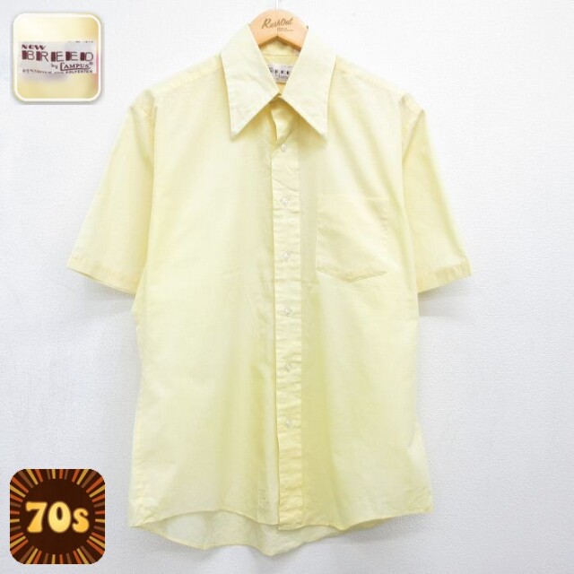 【20%OFF】70s 半袖シャツ キャンパス イエロー メンズL相当 | 古着
