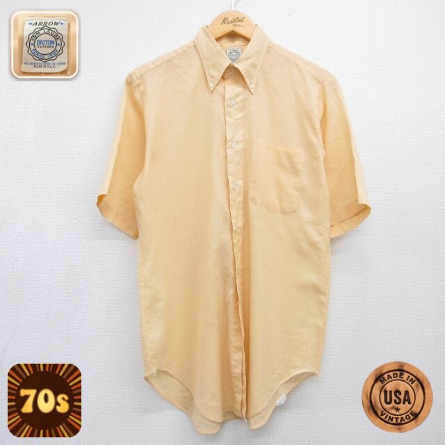 【20%OFF】70s 半袖シャツ オレンジ メンズL相当 | 古着
