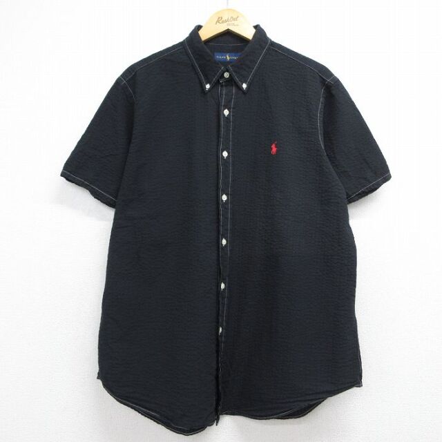 ラルフローレン 半袖シャツ ワンポイントロゴ ブラック XL | 古着