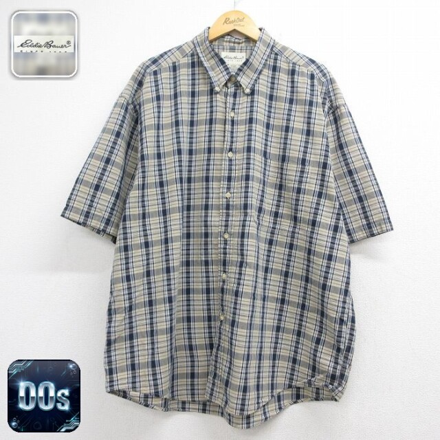 【20%OFF】エディーバウアー 00s 半袖シャツ ベージュチェック メンズXL相当 | 古着
