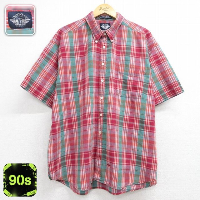 【20%OFF】ドッカーズ 90s 半袖シャツ チェック レッド メンズXL相当 | 古着