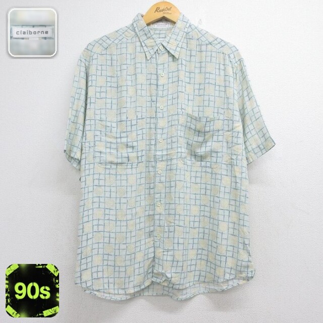 【20%OFF】90s 半袖シャツ 総柄 グリーン メンズXL相当 | 古着