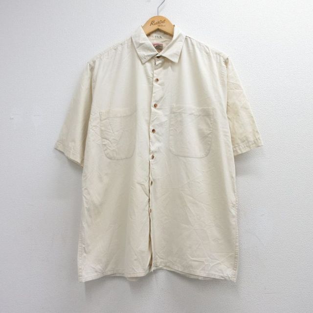 L★古着 バナナリパブリック 半袖 シャツ メンズ 80年代 80s コットン ベージュ【spe】 26jun11