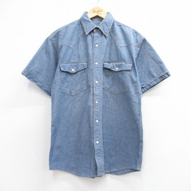 キー 半袖ウエスタンシャツ ネイビー メンズL相当 | 古着