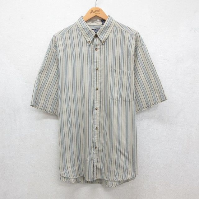ピューリタン 00s 半袖シャツ ストライプ ベージュ メンズXL相当 | 古着