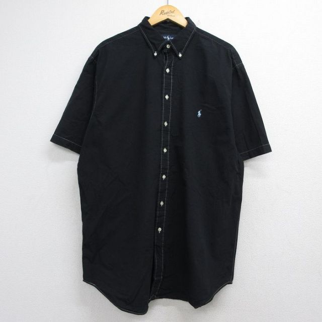 ラルフローレン 90s 半袖シャツ ワンポイントロゴ ブラック メンズXL相当 | 古着