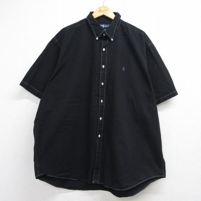 ラルフローレン 90s 半袖シャツ ワンポイントロゴ ブラック メンズXL相当 | 古着