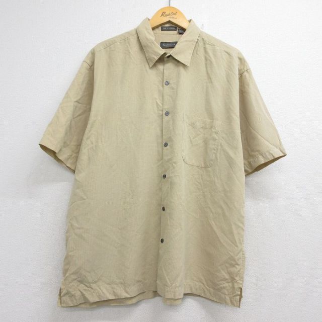 バンヒューセン 半袖シャツ ベージュチェック メンズXL相当 | 古着