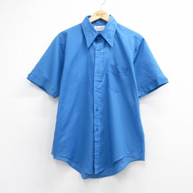 70s 半袖シャツ ブルー メンズL相当 | 古着