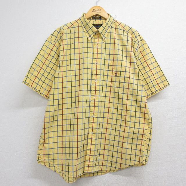00s 半袖シャツ チェック イエロー メンズXL相当 | 古着