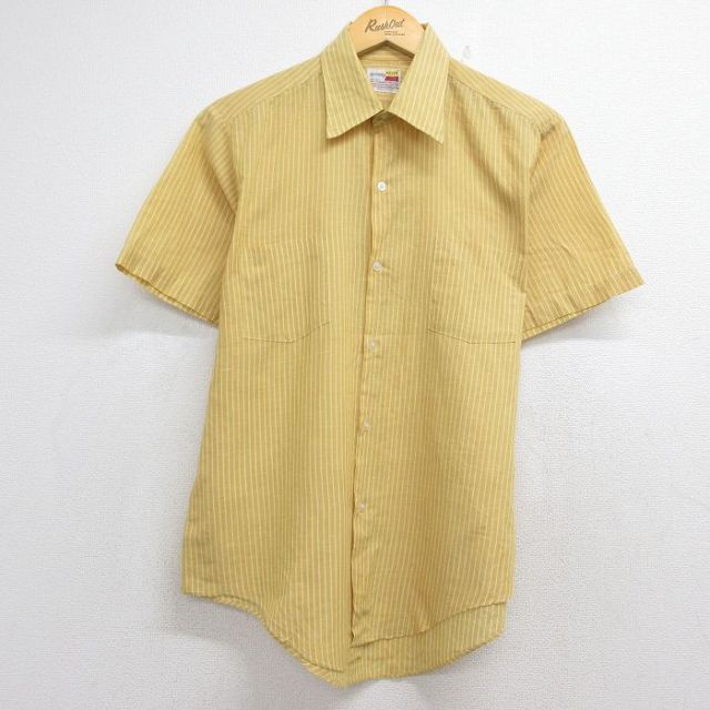 70s 半袖シャツ ストライプ イエロー メンズL相当 | 古着