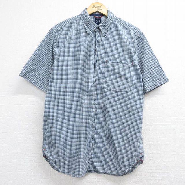 ギャップ 00s 半袖シャツ ネイビーチェック メンズL相当 | 古着